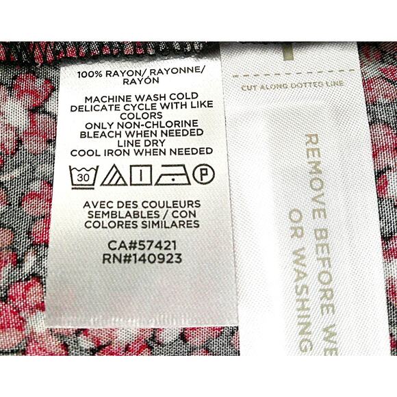 Loft Long Sleeve Side Tie Swing Dress Red Mini Floral Print-NWT Women's Large - Picture 9 of 10